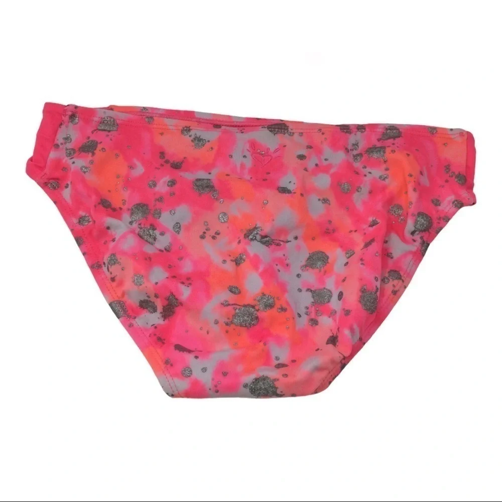 #025 Justice ruffle‎ pink& silver sparkly bikini Swimsuit